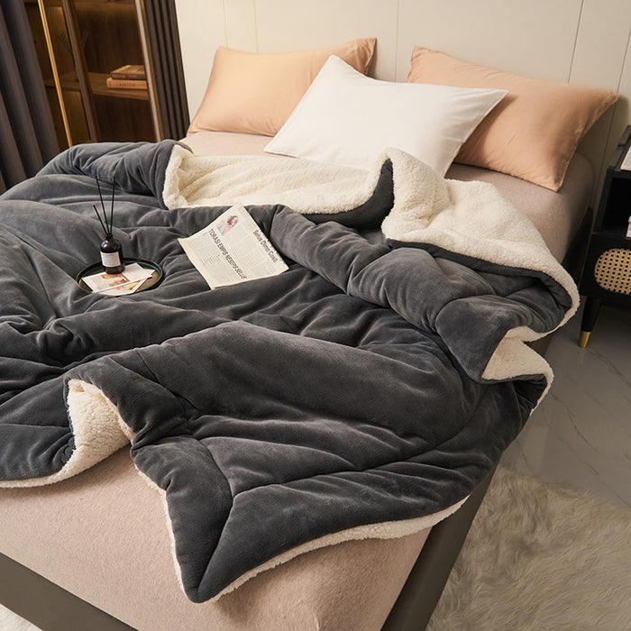Warmteparadijs Omkeerbare sherpa plaid, dik en warm voor bank en bed