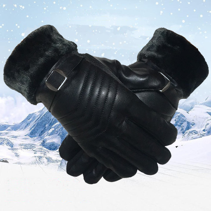 Zwarte gevoerde handschoenen van imitatieleer
