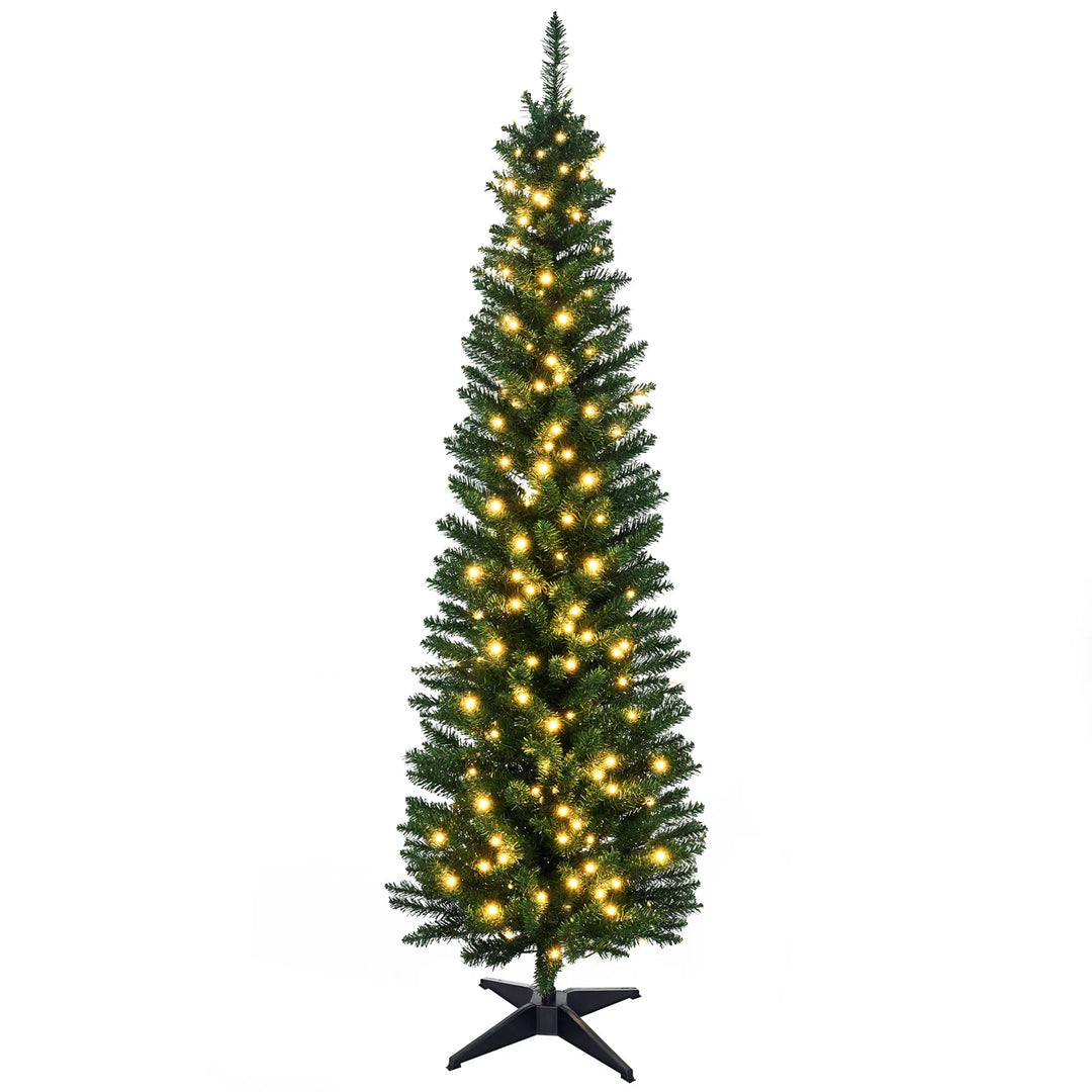 Smalle kunstkerstboom met warmwitte lampjes