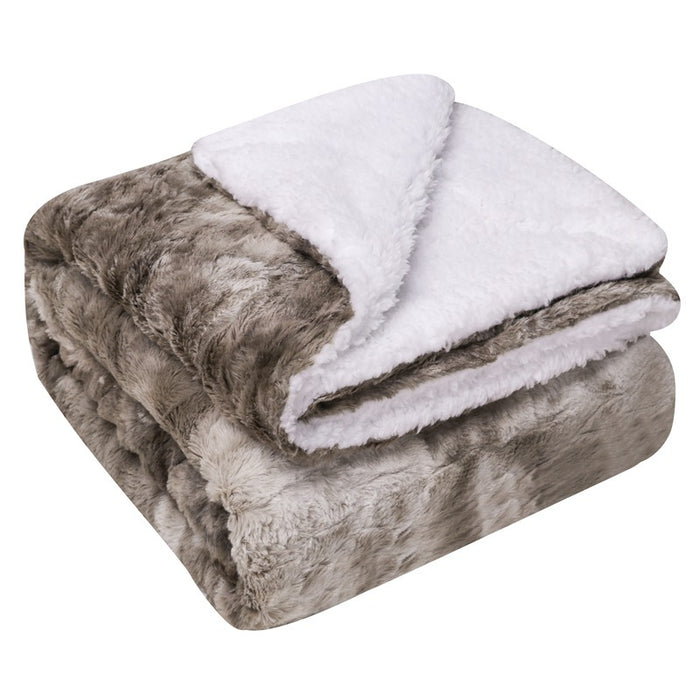 Warmteparadijs Dubbellaagse fleece deken met dikke sherpa achterkant