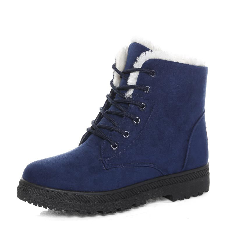 Snowboots dames met warme pluche voering, lage hak in 5 kleuren
