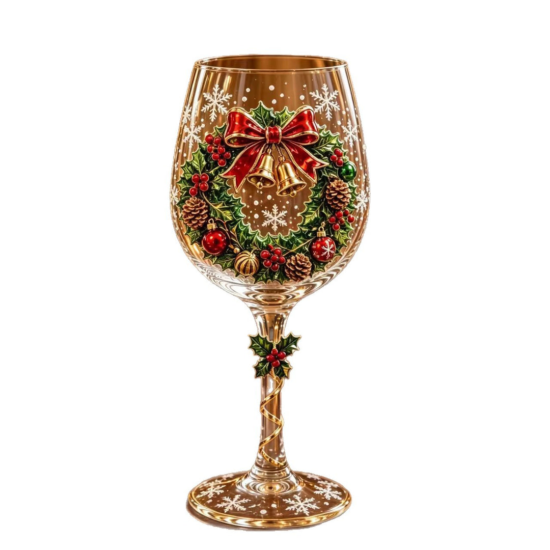 Wijnglas met kerstman op de steel