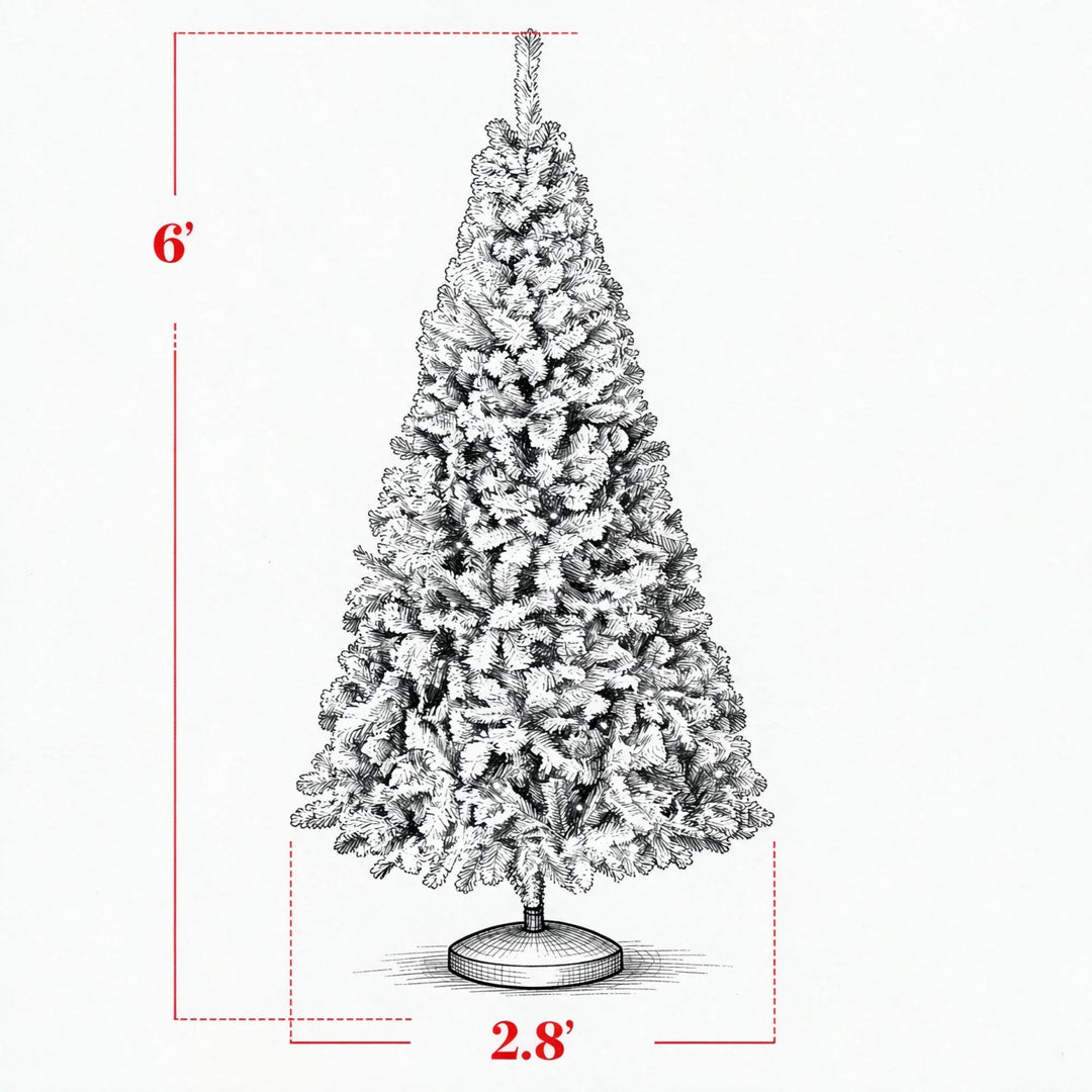 Besneeuwde Fraser fir met lichtjes