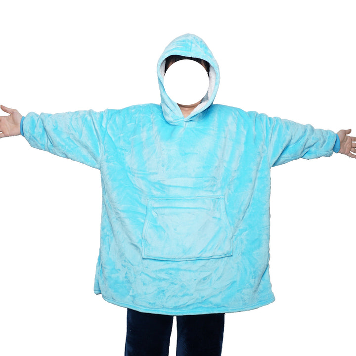 Deken hoodie met capuchon en zak, warm en met mouwen voor tv-avonden