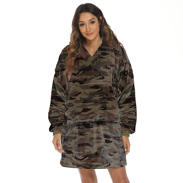 Oversized hoodie deken met capuchon en print