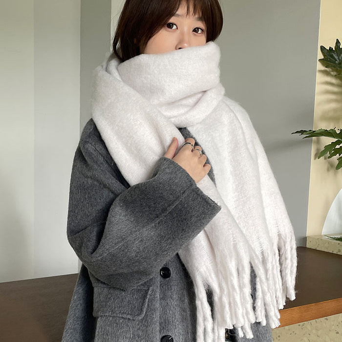 Warmteparadijs Oversized pluizige sjaal met lange kwastjes