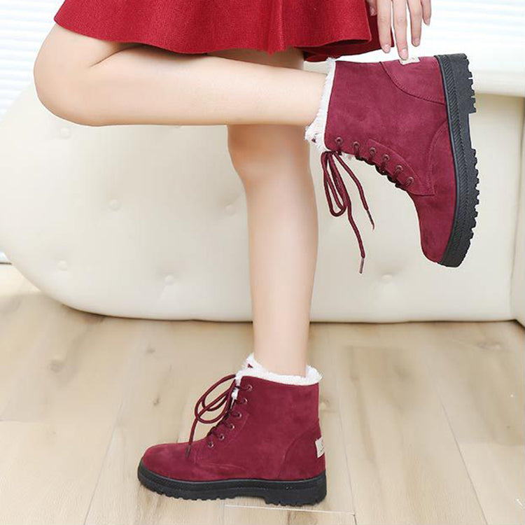Snowboots dames met warme pluche voering, lage hak in 5 kleuren