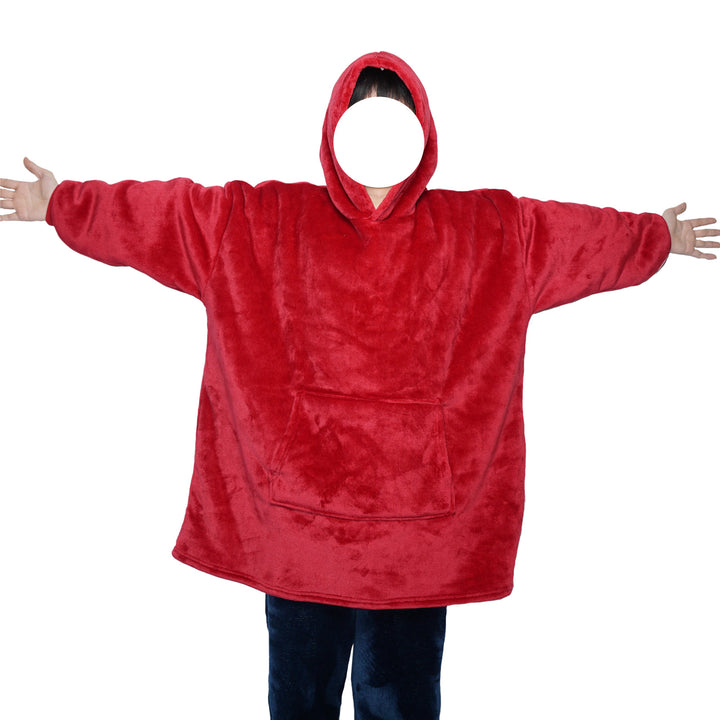 Deken hoodie met capuchon en zak, warm en met mouwen voor tv-avonden