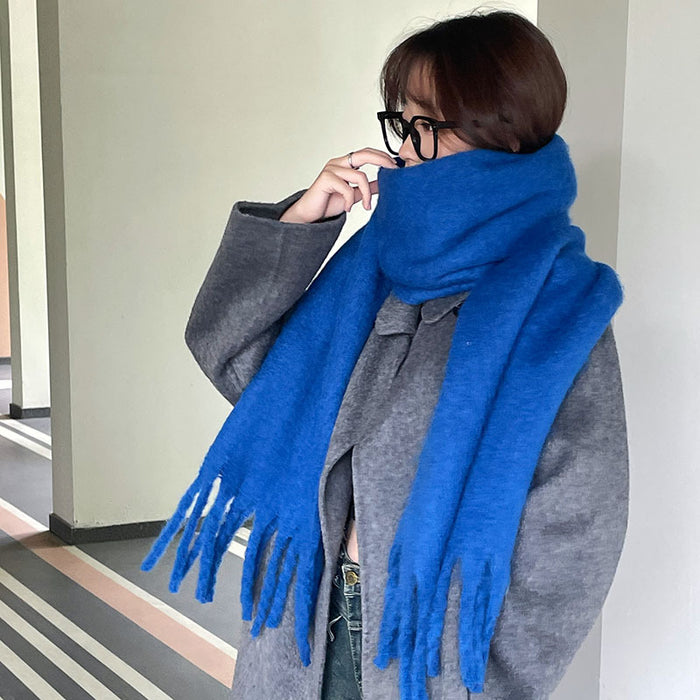 Warmteparadijs Oversized pluizige sjaal met lange kwastjes