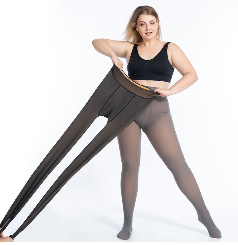 Gevoerde panty met transparant huideffect