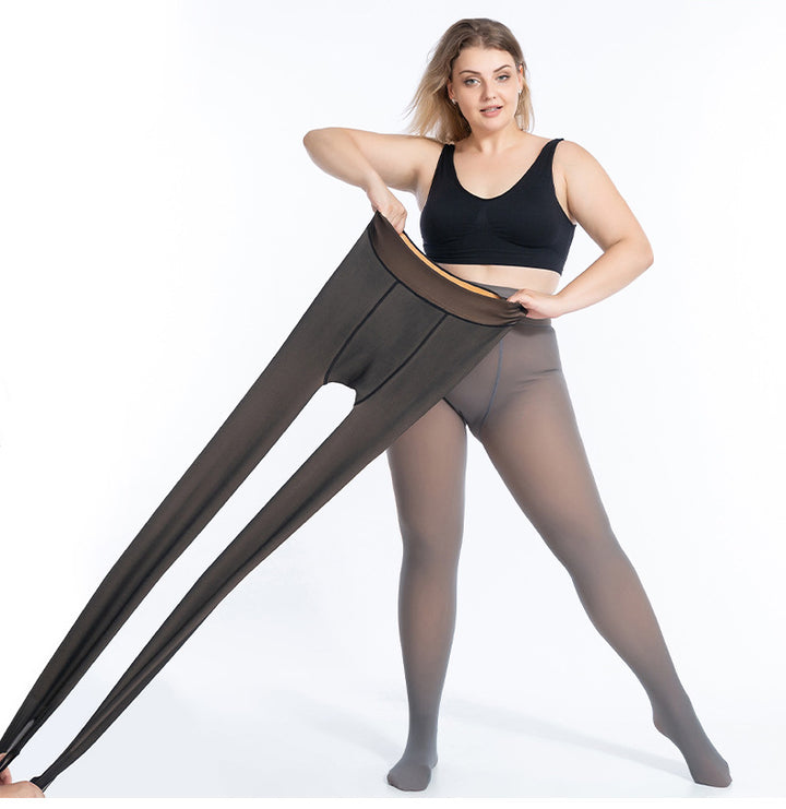 Gevoerde panty met transparant huideffect