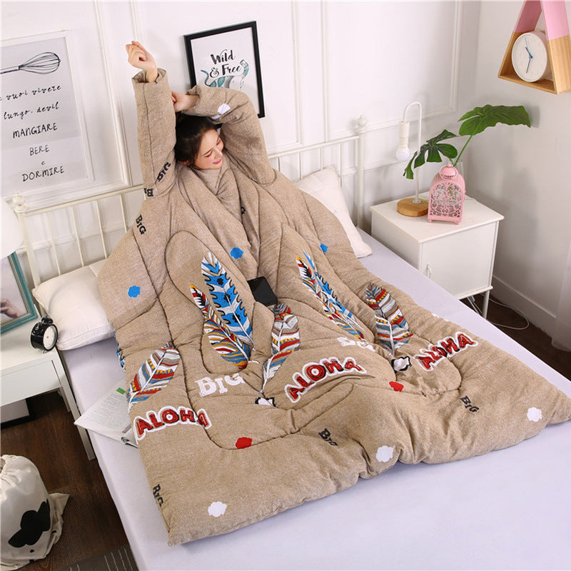 Winterdeken met mouwen voor op de bank en in bed, extra warm