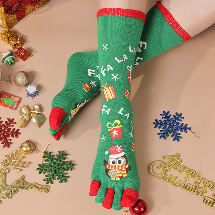 Warmteparadijs Kerst teensokken tot de knie met vrolijke prints