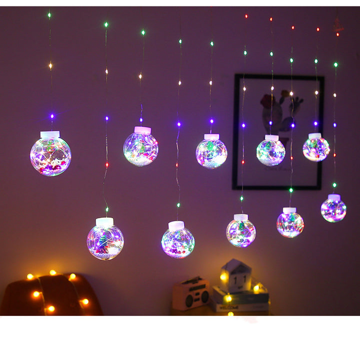 Lichtgordijn met kerstfiguren en 8 lichtstanden, met stekker