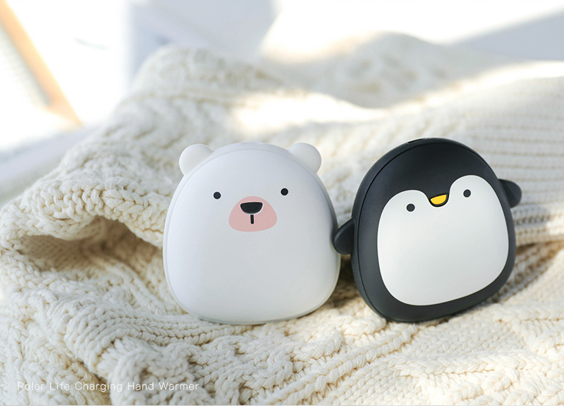 Schattige handwarmer pinguïn en ijsbeer, oplaadbaar op USB
