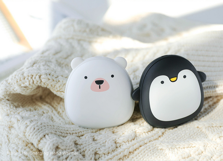 Schattige handwarmer pinguïn en ijsbeer, oplaadbaar op USB