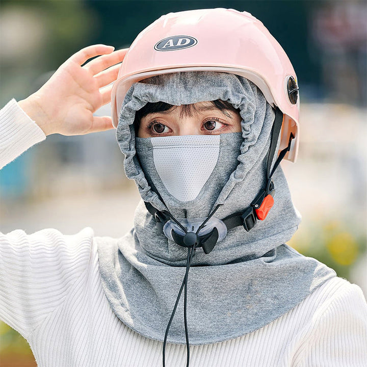Warmteparadijs™ Winddicht gezichtsmasker met capuchon en nekwarmer voor fietsen