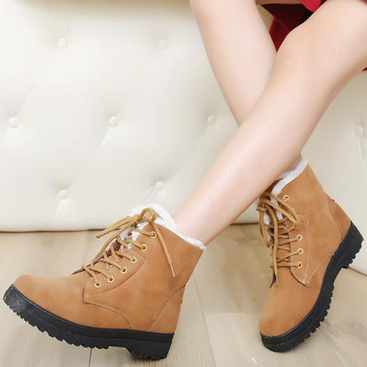 Snowboots dames met warme pluche voering, lage hak in 5 kleuren