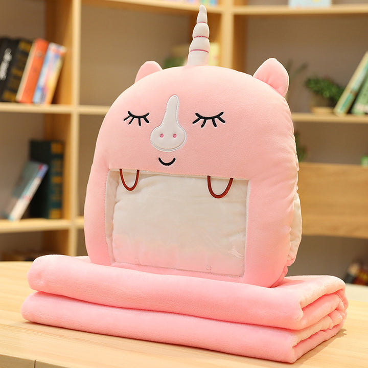 Handwarmer kussen met deken en telefoonvenster, pluche