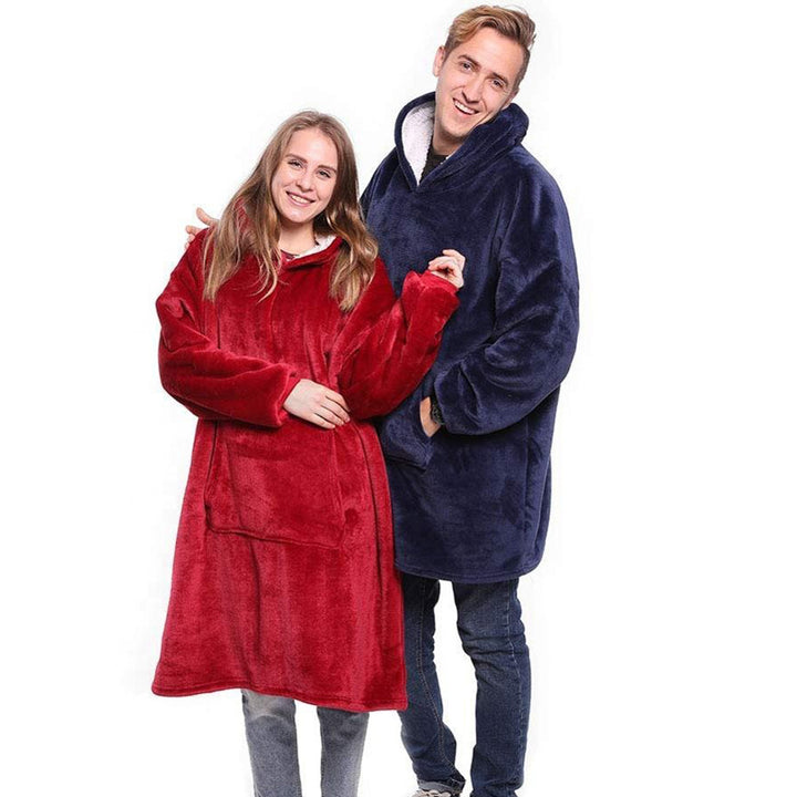 Deken hoodie met capuchon en zak, warm en met mouwen voor tv-avonden