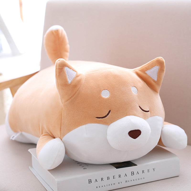 Bruine Shiba Inu knuffel met slapend gezicht