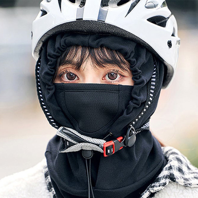 Warmteparadijs™ Winddicht gezichtsmasker met capuchon en nekwarmer voor fietsen