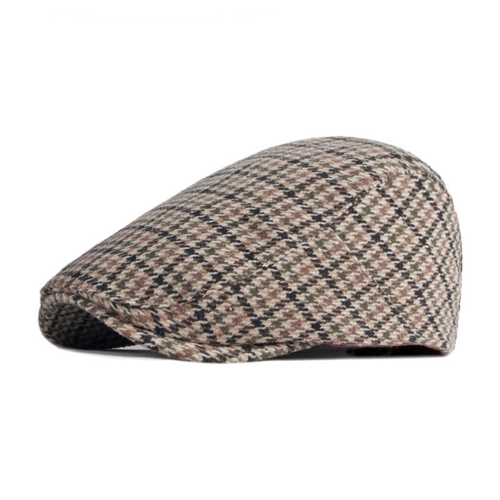 Flatcap met pied-de-poulepatroon