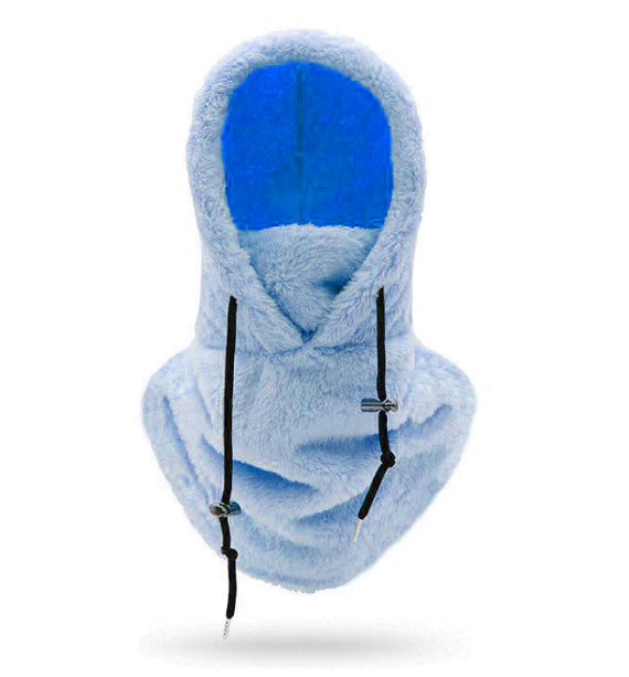 Pluche bivakmuts met nekwarmer
