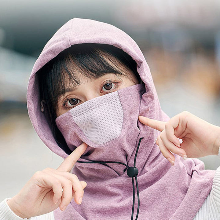 Warmteparadijs™ Winddicht gezichtsmasker met capuchon en nekwarmer voor fietsen