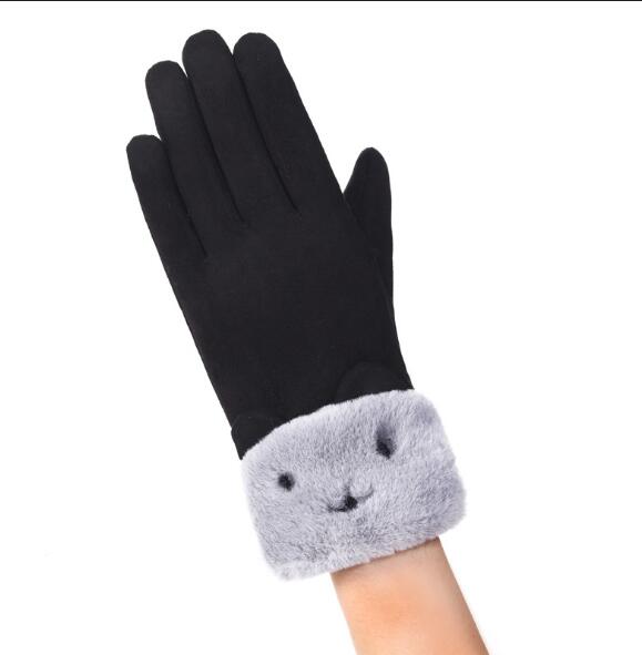 Handschoenen in suède look met pluche manchet