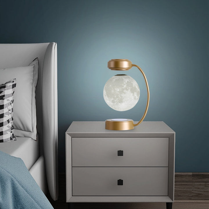 Zwevende 3D maanlamp onder gebogen houder