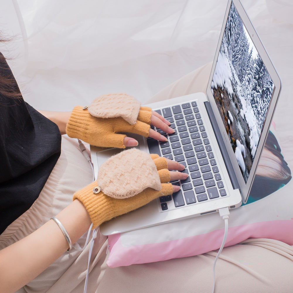 Gebreide verwarmde handschoenen op USB 5V, ademend