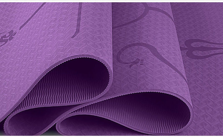Yogamat met uitlijningslijnen