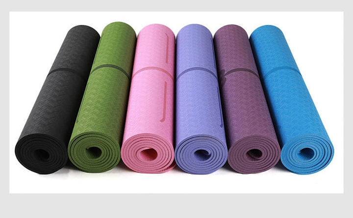 Yogamat met uitlijningslijnen
