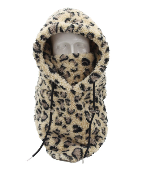 Pluche bivakmuts met nekwarmer