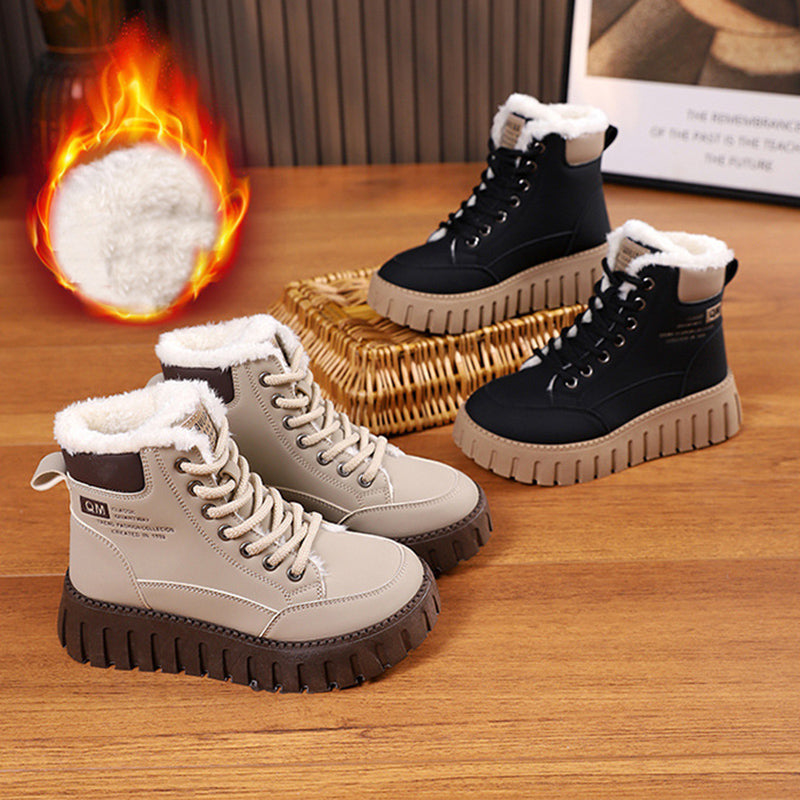 Veter snowboots dames met fleece, platte zool, TikTok-favoriet