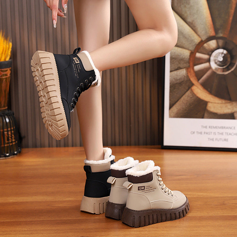 Veter snowboots dames met fleece, platte zool, TikTok-favoriet