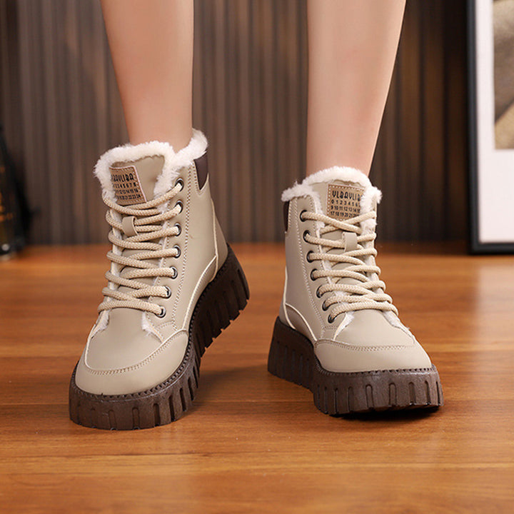 Veter snowboots dames met fleece, platte zool, TikTok-favoriet
