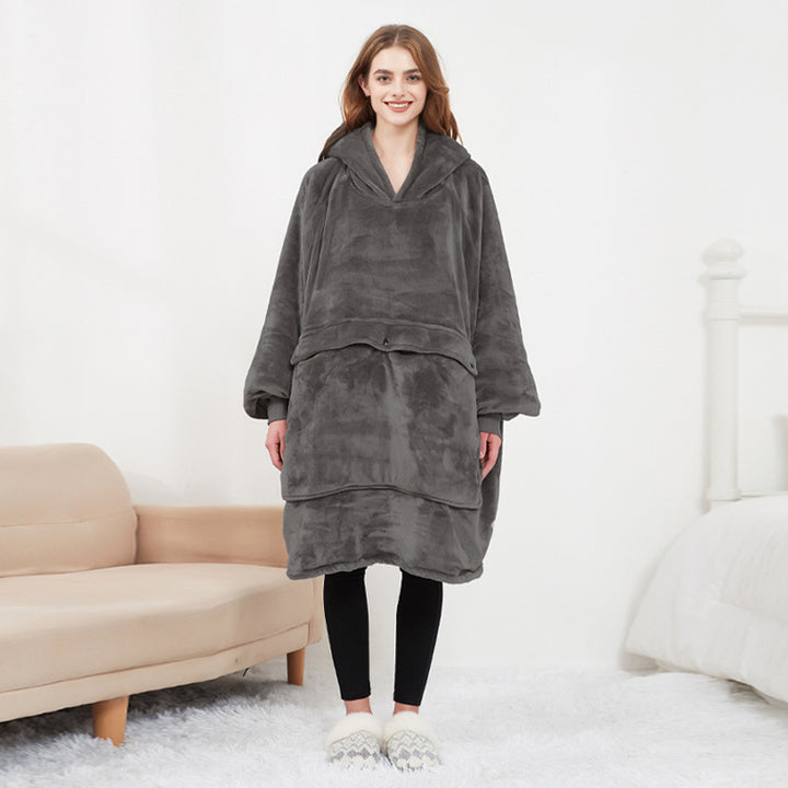 Verwarmde hoodie deken met USB – sherpa met grote warmtezone