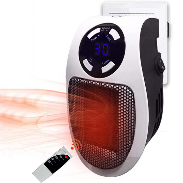 Warmteparadijs™ Mini stopcontactkachel met afstandsbediening en timer