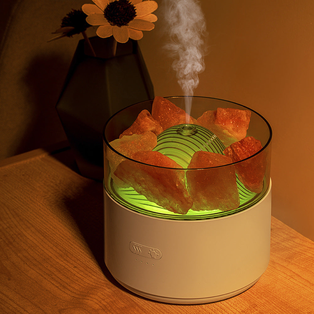 Aroma diffuser met zoutkristal, koele nevel en nachtlampje