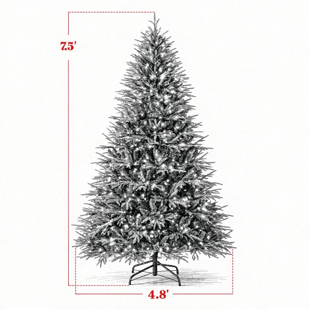 Extra volle groene kerstboom met lichtjes