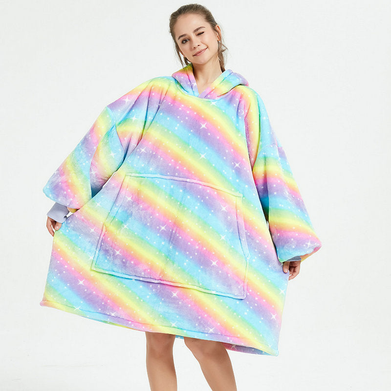 Hoodie deken met vrolijke print, zacht flanel en oversized