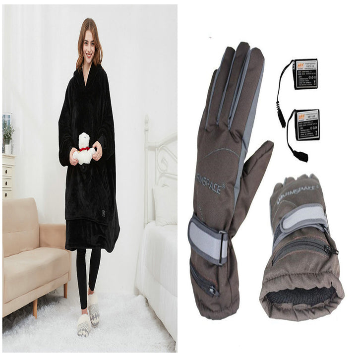 Verwarmde hoodie deken met USB – sherpa met grote warmtezone