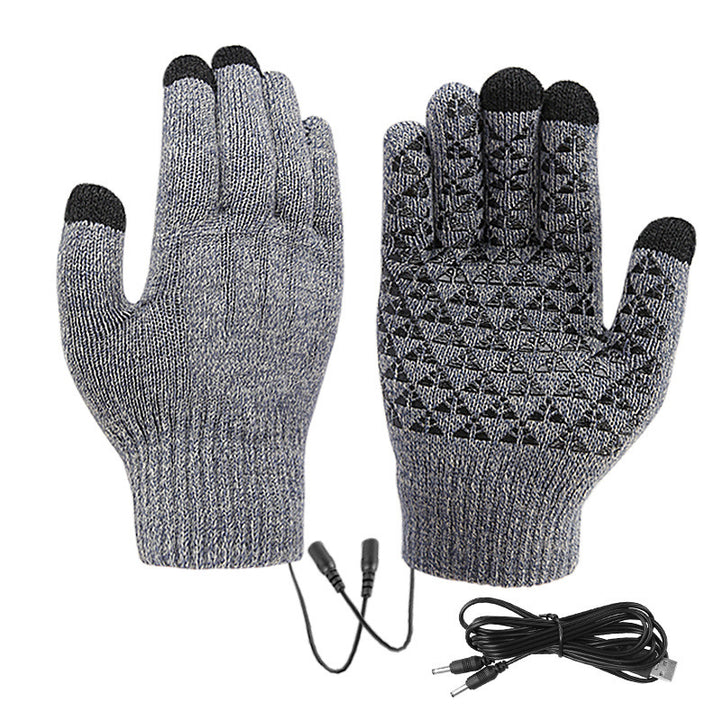 Gebreide verwarmde handschoenen met usb-kabel