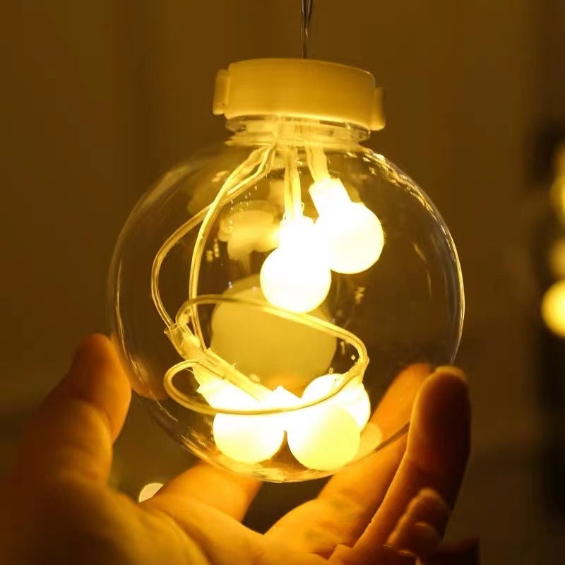 Lichtgordijn met heldere bollen voor raam