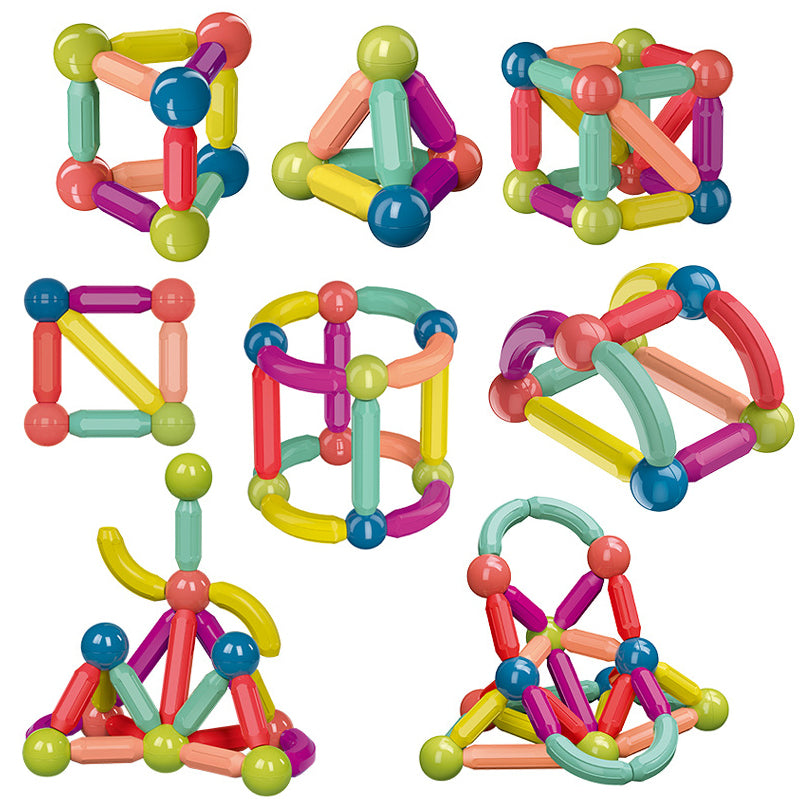 Gekleurde magnetische staafjes en balletjes bouwwerk