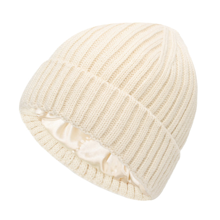 Warmteparadijs Geribde beanie met haarvriendelijke satijnen voering