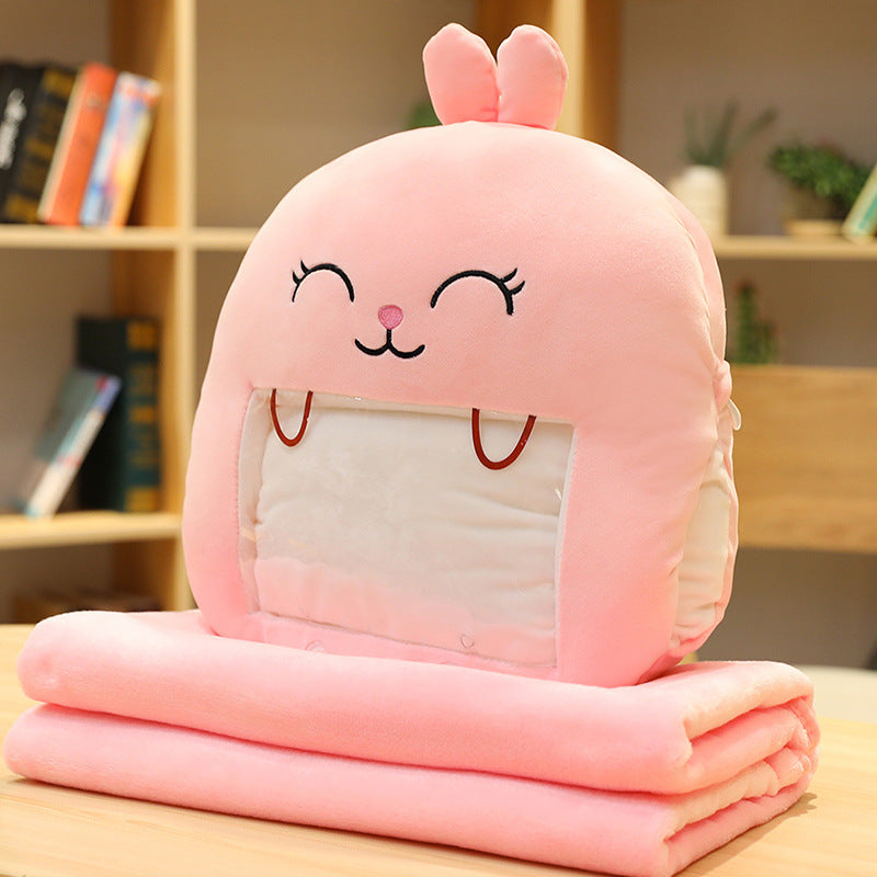 Handwarmer kussen met deken en telefoonvenster, pluche