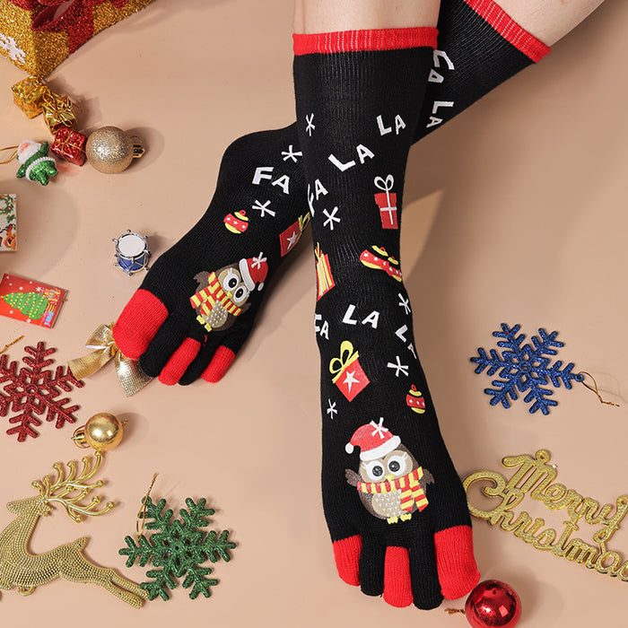 Warmteparadijs Kerst teensokken tot de knie met vrolijke prints